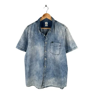 Vintage Mens LEE BUTTON DOWN Denim Short Sleeve Size XL - Image 1 of 4