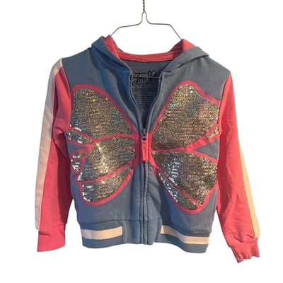 JoJo Siwa Nickelodeon Girls XS 4/5 Pink Blue Zip Jacket Sequin Bow Hood Unicorn - Image 1 of 4