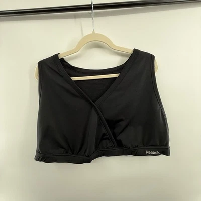 Reebok Black Wrap Front Sports Bra Crop Top Plus Size 26/28 Activewear - Image 1 of 4