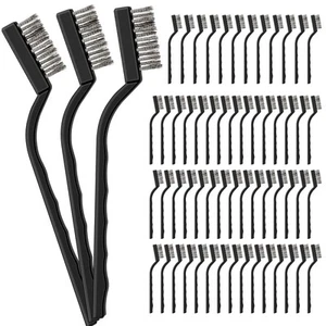 60 Pcs Mini Wire Brush Stainless Steel Brush Small Metal Brush for Cleaning Curv - Picture 1 of 7