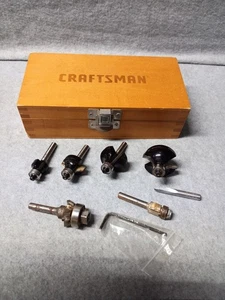 Craftsman Router Bit Set Roundover 1/8", 1/4", 3/8", 1/2" in wooden box - Picture 1 of 7