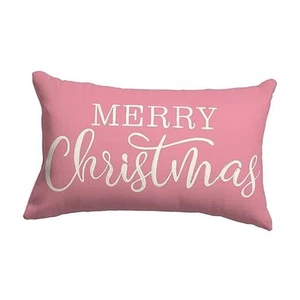 Christmas Lumbar Pillow Cover 12x20 Inches for Xmas 20" x 12" (Pack of 1) Pink - Picture 1 of 8
