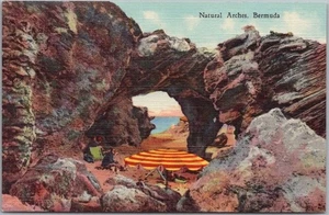 Postal vintage BERMUDA "Arcos naturales" vista playa lino Curteich c1935 sin usar - Imagen 1 de 2
