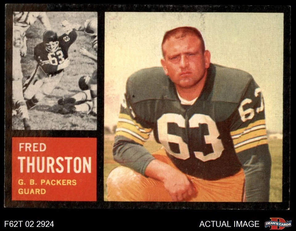 1962 Topps #69 Fred Thurston Packers RC Valparaiso 6.5 - EX/MT+ - Image 1 of 1