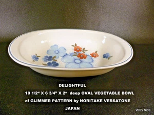 10 1/2" X 6 3/4" OVAL VEGETABLE BOWL of GLIMMER PATTERN by NORITAKE VERSATONE - Picture 1 of 8
