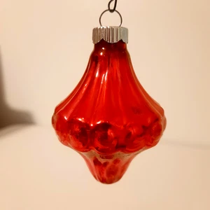 Christbaumschmuck Glas glänzend Brite Laterne UFO rot Kronleuchter Lampe 50er Jahre - Bild 1 von 10