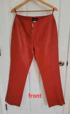 Pantalones para mujer nuevos sin etiqueta 100 % cuero talla. 10 naranja rojizo Foto 1 de 4