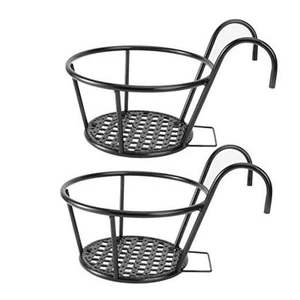 2pcs Hanging Railing Planter Iron Art Hanging Baskets Flower Pot Holder Plant - Picture 1 of 8