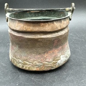 Vintage Country Copper Bucket Pail With Handle Hammered Rustic 5x6” - Picture 1 of 12