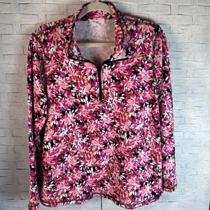 T by Talbots pull over top lightweight golf long sleeve pink athletic pockets - Picture 1 of 10