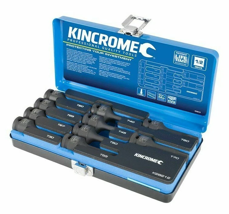 Kincrome 10 Piece 1/2" Drive 6pt TORX Impact Socket Set T20-T70 K28212