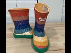 NEW HUNTER Kids Original Classic Rainbow Striped Glitter Rain Boots US 5M (UK 4)