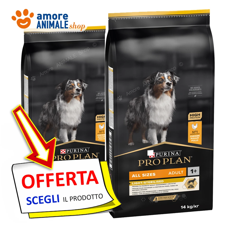 PURINA Dog PRO PLAN → All Size Light Sterilized, Pollo - 3 / 14 kg - Cane, Cani