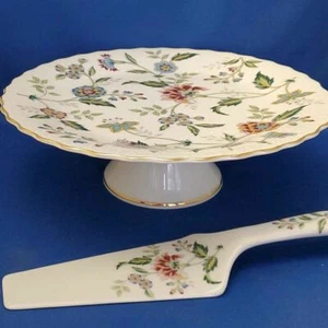 Vintage "BUCKINGHAM" Floral Round Cake Stand And Server Andrea By Sadek Japan - Picture 1 of 3