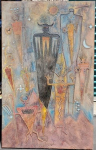 1998 Bernie Granados Jr. Original Signed Oil Painting Art American Indian Apache - Picture 1 of 3