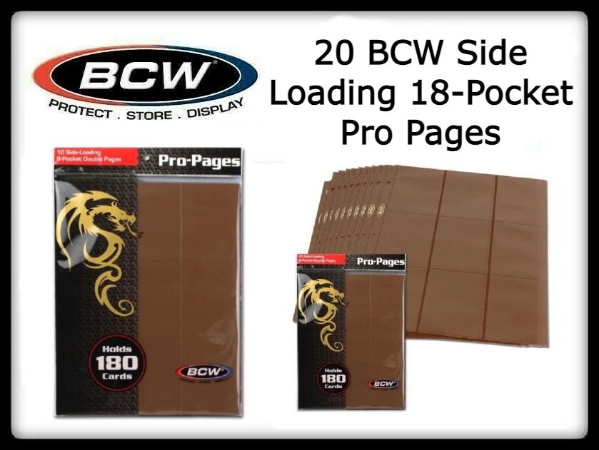 10 BCW Brown Double Sided 18 Pocket Side Loading Trading Card Album Pages