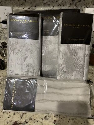 Пододеяльник Donna Karan Luna King + 2 стандарта + 1 евро наволочки платина серебро. Новый! - Изображение 1 из 4