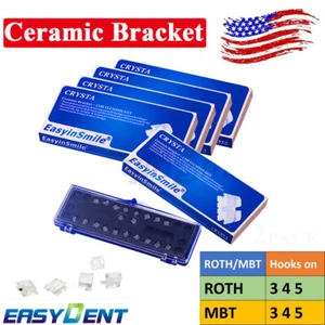 5pk Dental Orthodontic Ceramic Brackets Roth/MBT clear Braces Slot.022 Hooks 345 - Picture 1 of 16