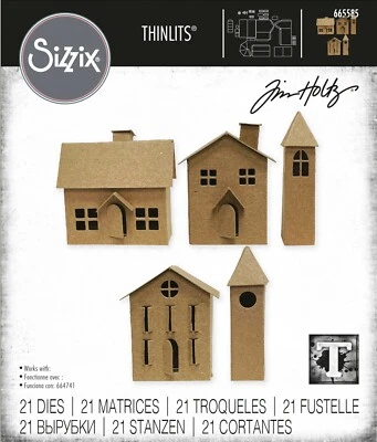 New Sizzix Thinlits Paper Village #2 21pc #665585 Retail $24.99 by Tim Holtz - Image 1 of 4