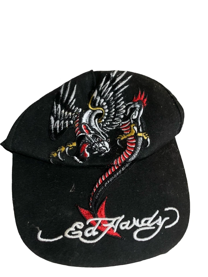 Vintage Ed Hardy Kids Dragon Black Cap Baseball Adjustable Hat Grunge - Image 1 of 4