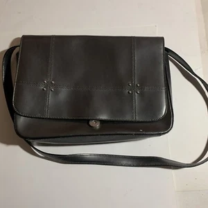 Vintage Genuine Leather Bag , Steel Gray, Made In Italy - Picture 1 of 8