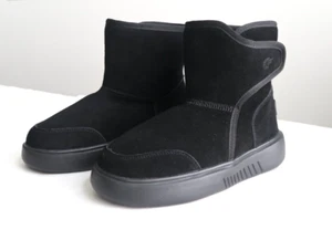 Damen Winter Schnee Stiefel Wasserdicht Isoliert Rutschfest Gefüttert Wildleder Schwarz 6 - Bild 1 von 14