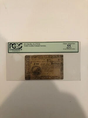 Colonial Currency Double Error Dec.,23,1776 $2 South Carolina Choice 55 PCGS - Image 1 of 4