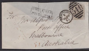 1875 NEWBURY GB QV 6d Cover to Australia "UNCLAIMED AT MELBOURNE" Green D.L.B.  - Picture 1 of 5