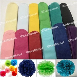 12pc Pom Pom 4" 8" 12" Tissue Paper Color Flowers Wedding Party Craft Decoration - Picture 1 of 23