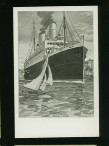 Norddeutscher Lloyd Dampfer - Vintage Schiff / Ozeandampfer Postkarte - Bild 1 von 2