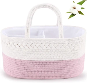 Diaper Caddy Organizer - Cotton Rope Nursery Storage Basket for Baby Essentials, - Picture 1 of 12
