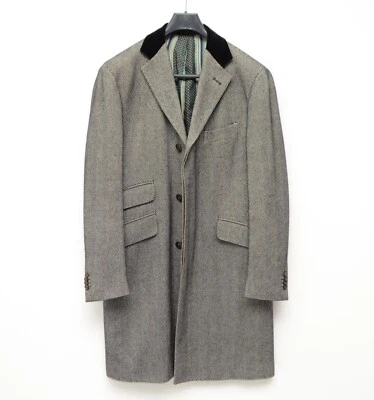 Chaqueta Abrigo Hombre Etro Angora Lana Algodón Gris Espiga Talla 50, EE. UU. 40 Foto 1 de 4