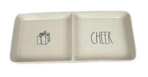Rae Dunn CHEER PRESENT Cremeweiß Keramik 13”x6”1,5” Tablett Platte Schale - Bild 1 von 3