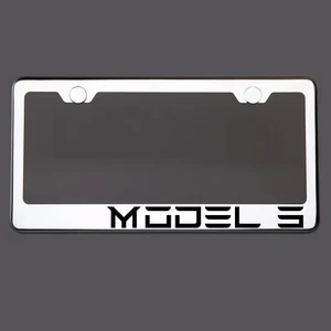 Polish Mirror License Plate Frame MODEL 3 Laser Etched Metal Screw Cap - Bild 1 von 8