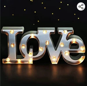 Bright Zeal 16" x 7" Large Love Bedroom Decor Lights LED Marquee Letters (White) - Picture 1 of 3