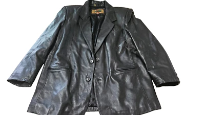 Global Identity G-III Korean Women's Leather Front Two Button Black Size XL - Image 1 of 4