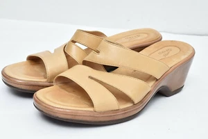 Dansko Tan Leather Wedge Slide Sandals Womens Sz 41 Comfort Walking Summer - Bild 1 von 7