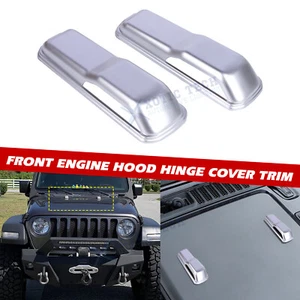 2Pcs Silver Engine Hood Hinge Cover For Jeep Wrangler JL JLU Gladiator 2018-up - Picture 1 of 16