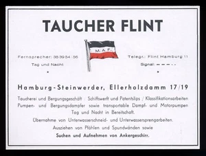 Alte Werbung 1953 Taucher Flint Taucherei (2) Hamburg-Steinwerder Ellerholzdamm  - Bild 1 von 1