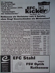 Programm 2000/01 Eisenhüttenstädter FC Stahl - Optik Rathenow - Picture 1 of 1