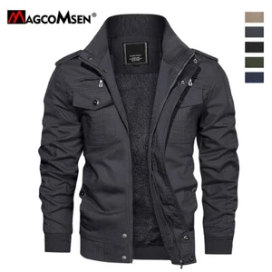 Men's Winter Cargo Bomber Jackets Lightweight Warm Cotton Windproof Work Jacket - Picture 1 of 38