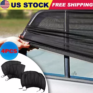 4Pcs Car Window Screen Mesh Cover Privacy Mosquito Bugs Net Sun UV Protection - Picture 1 of 11