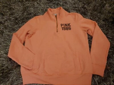 粉色 Victorias 秘密运动衫女式 XS 1/4 拉链套衫桃色拼色 — 第 1/4 张图片
