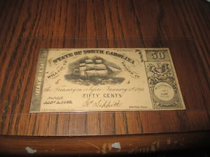 1863 STATE OF NORTH CAROLINA FIFTY CENTS FRACTIONAL CURRENCY CIVIL WAR ERA SE.#6 - Bild 1 von 3