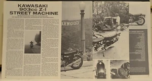 1973 Kawasaki 903 Z 1 Street Machine 6 Page test Motorcycle Print Ad - Picture 1 of 1