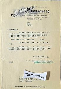 1927 LETTERHEAD KANSAS CITY MO. H.F. ANDERSEN ENGRAVING CO. - Picture 1 of 1