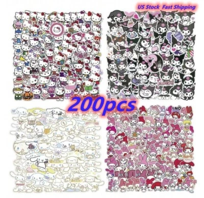 200Pcs Stickers Pack Cartoon Anime Cinnamoroll Hello Kitty My Melody Kuromi us