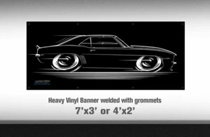 Big Banner '69 Camaro Art - Chevy SS 1969 69 RS Super Sport Chevrolet shop sign - Picture 1 of 24
