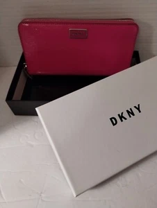 Brand New ,Still In Box DRNY HOT PINK,Leather Clutch.New  - Picture 1 of 18