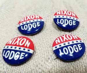 VINTAGE 1960 NIXON / LODGE PRÄSIDENTSCHAFTSKAMPAGNE ANSTECKNADEL KNÖPFE HINTEN - 4 STÜCK - Bild 1 von 9